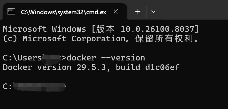 终端验证 Docker 安装成功的截图