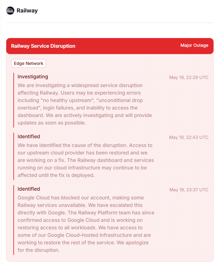 Railway 平台事故报告截图
